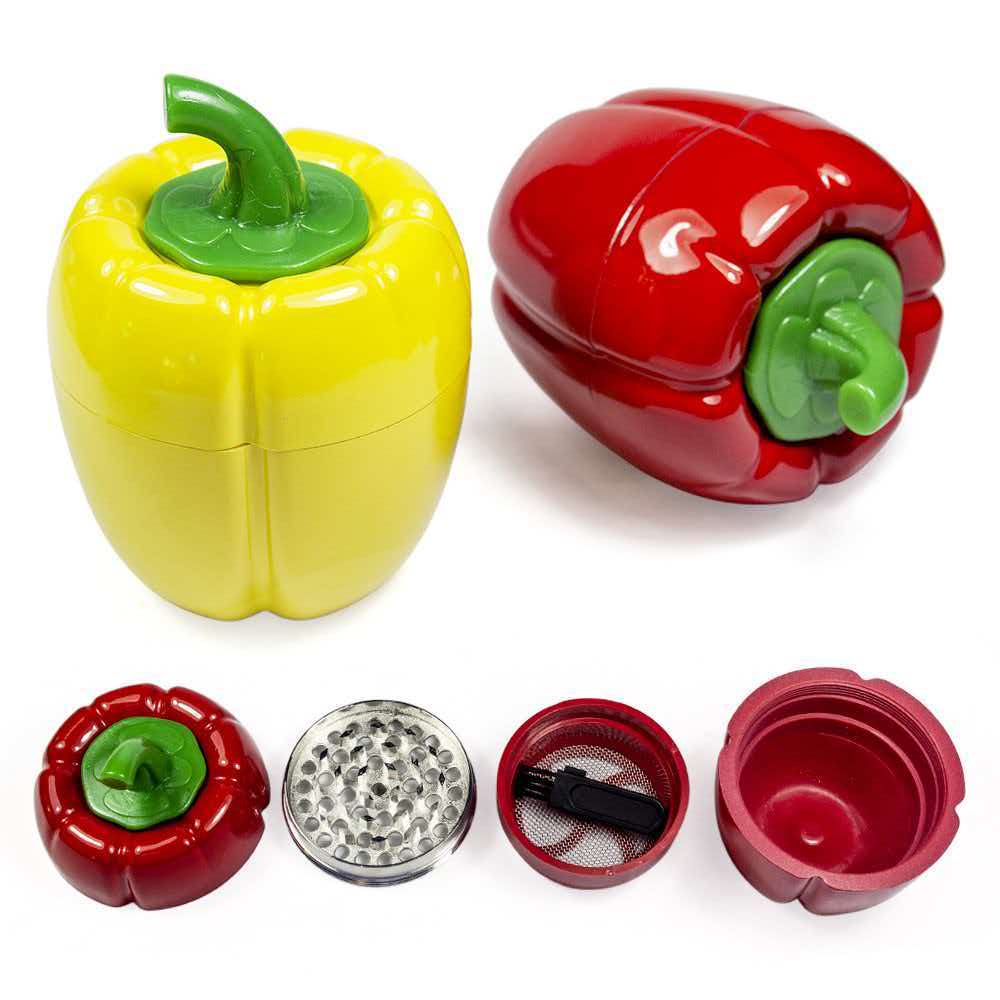 73×95mm 4 Layer Bell Pepper Zinc Alloy Herb Grinder ZNG885