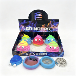75×65mm 3 Layer Gradient Rainbow Poop Emoji Zinc Alloy Herb Grinder ZNG886