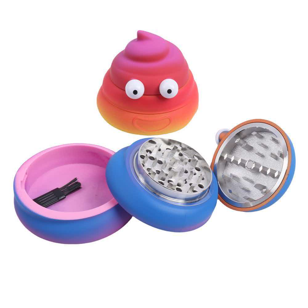 75×65mm 3 Layer Gradient Rainbow Poop Emoji Zinc Alloy Herb Grinder ZNG886 - Image 4