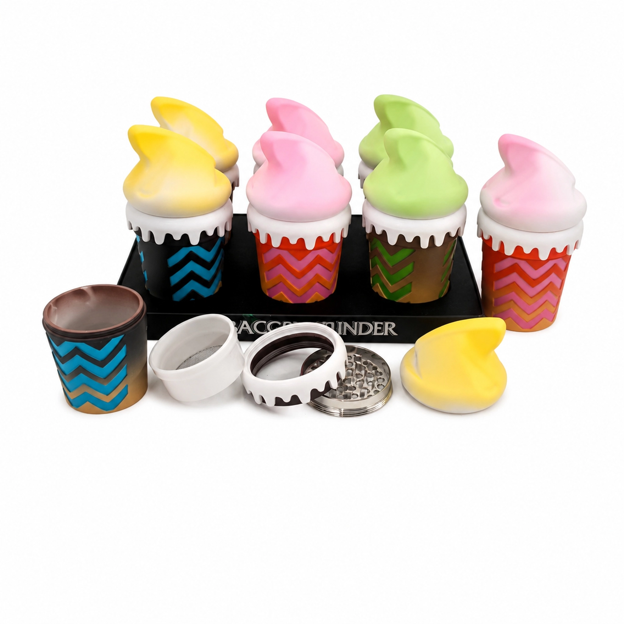 73x134mm Cute Ice Cream Cup 4-Layer Zinc Alloy Herb Grinder ZNG888