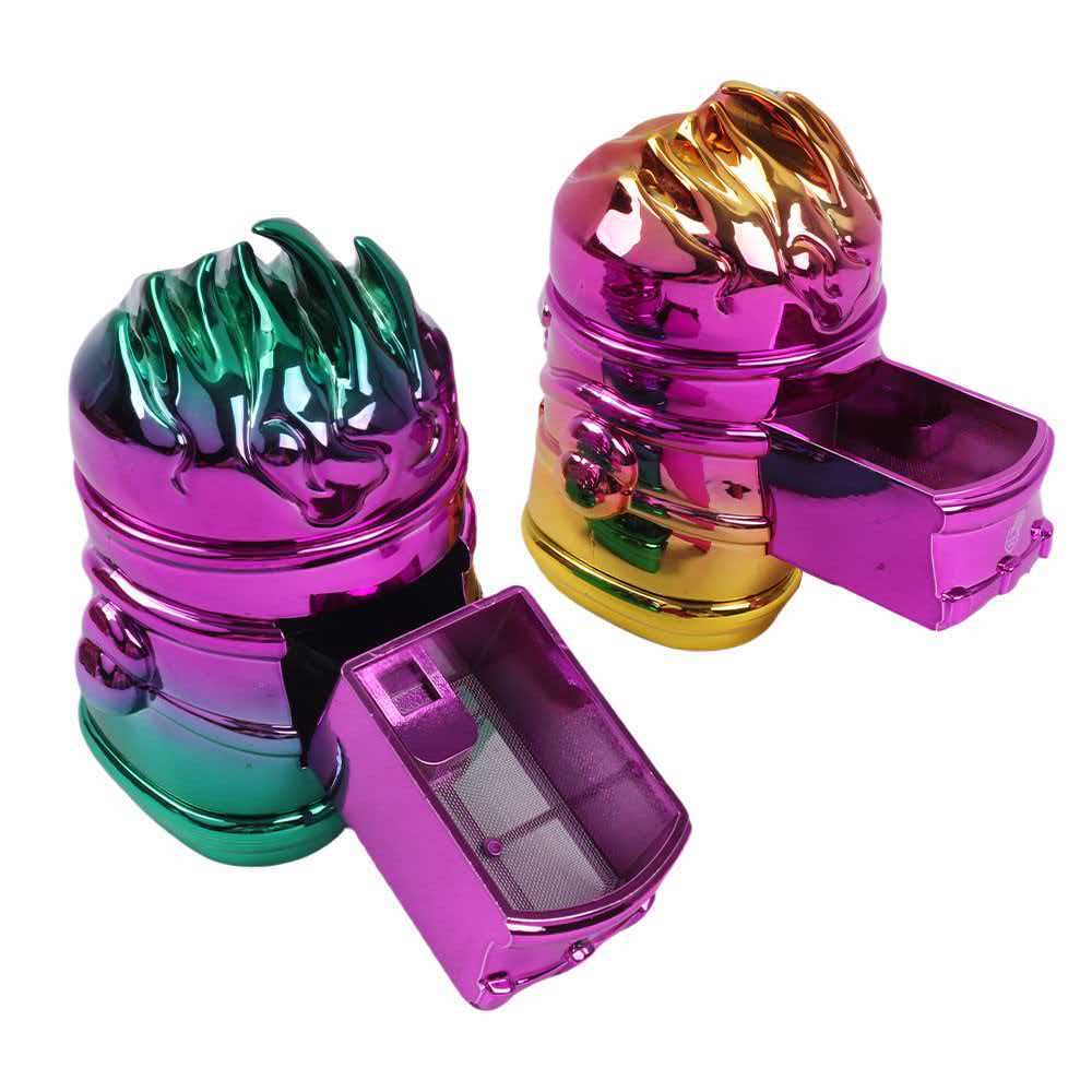 87×113mm Cartoon Flame Monster 4-Layer Zinc Alloy Herb Grinder ZNG890 - Image 3