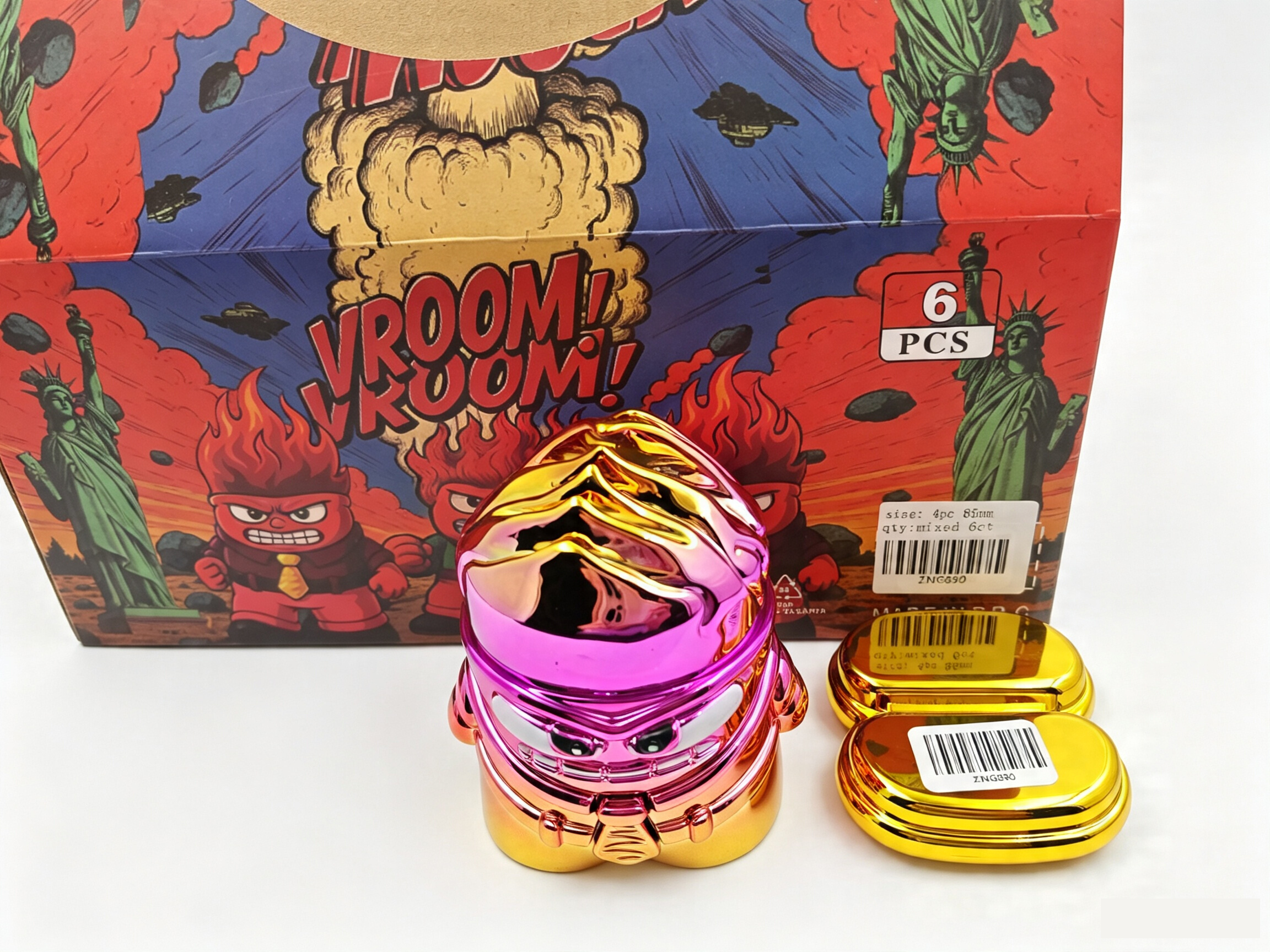 87×113mm Cartoon Flame Monster 4-Layer Zinc Alloy Herb Grinder ZNG890 - Image 4