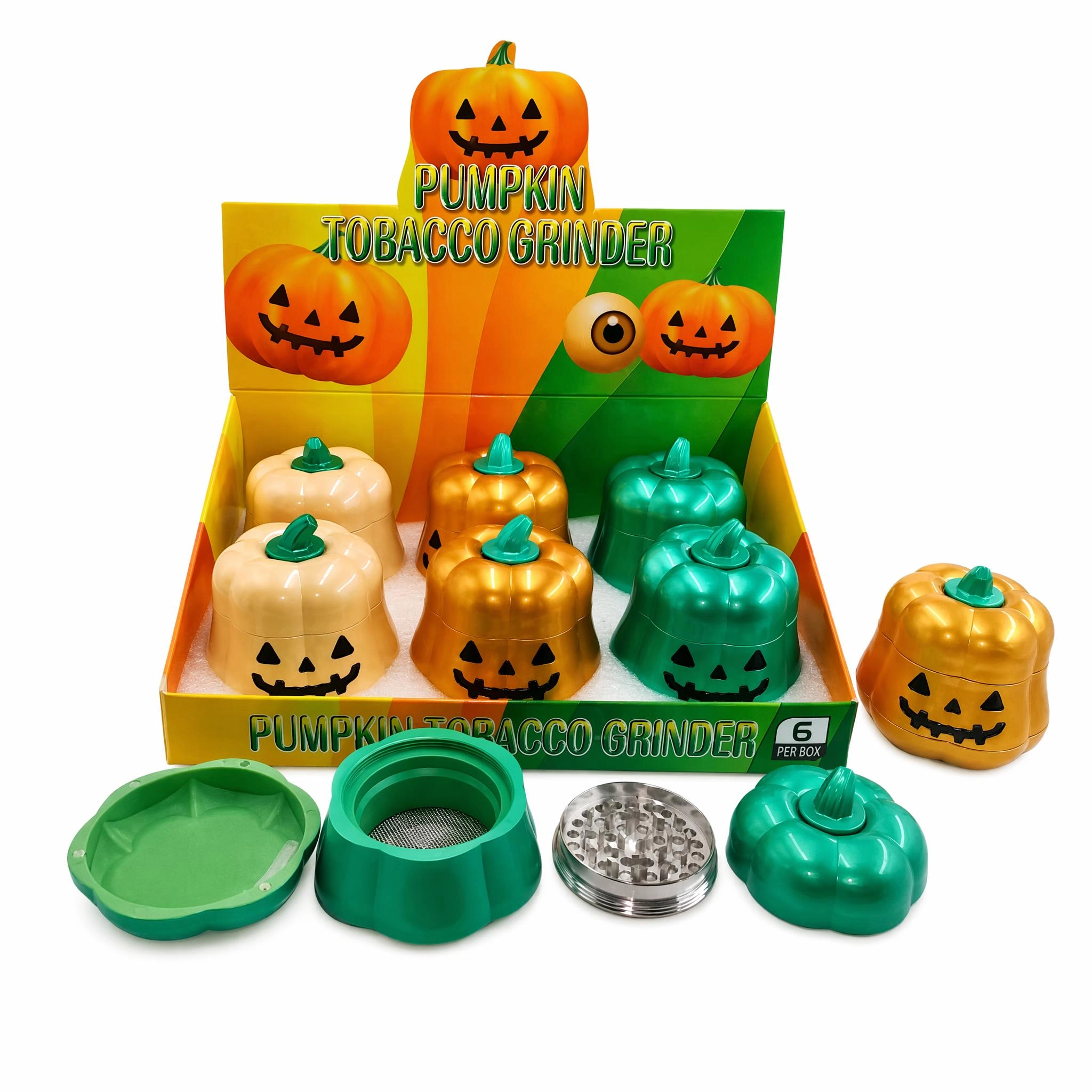 87×90mm Halloween Pumpkin 4-Layer Zinc Alloy Herb Grinder ZNG892