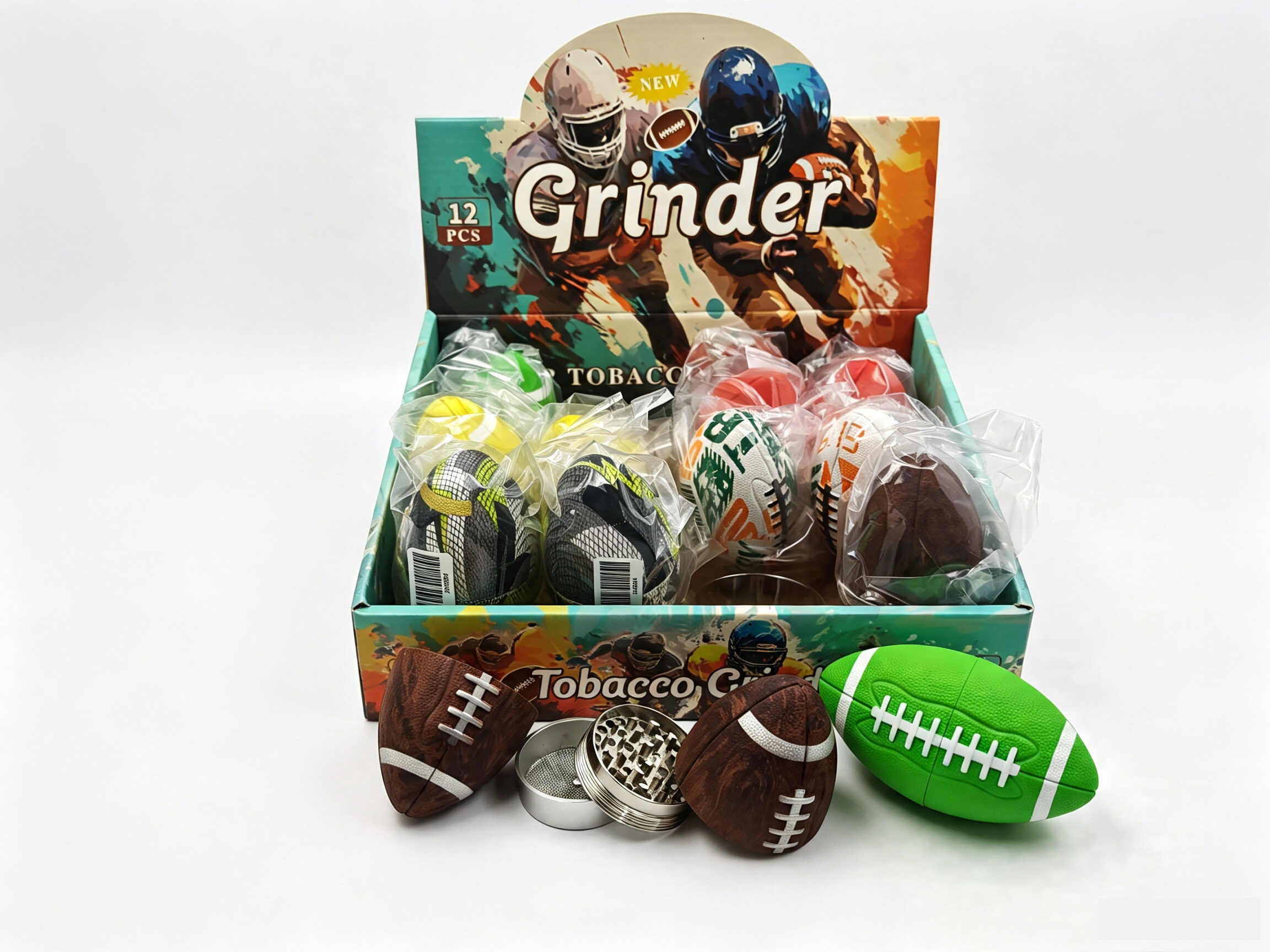 60×108mm American Football 4-Layer Zinc Alloy Herb Grinder ZNG894