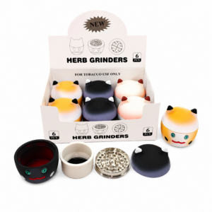 70×74mm Cute Cartoon Cat 4-Layer Zinc Alloy Herb Grinder ZNG896