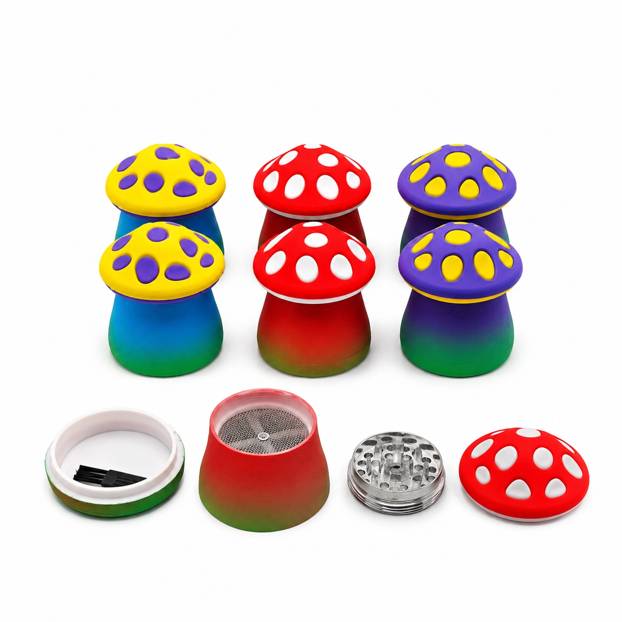 55×67mm Cute Spotted Mushroom 4-Layer Zinc Alloy Herb Grinder ZNG897