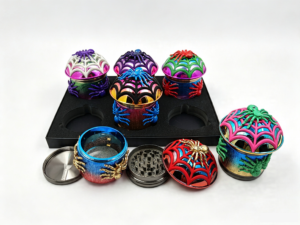 80x92mm Gothic 3D Spider Web Herb Grinder 4 Layer Zinc Alloy Tobacco Spice Grinder ZNG900