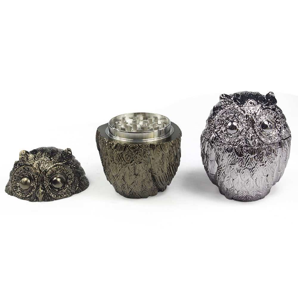 66x79mm Vintage 3D Owl Head Herb Grinder 4 Layer Zinc Alloy Spice Tobacco Grinder ZNG901