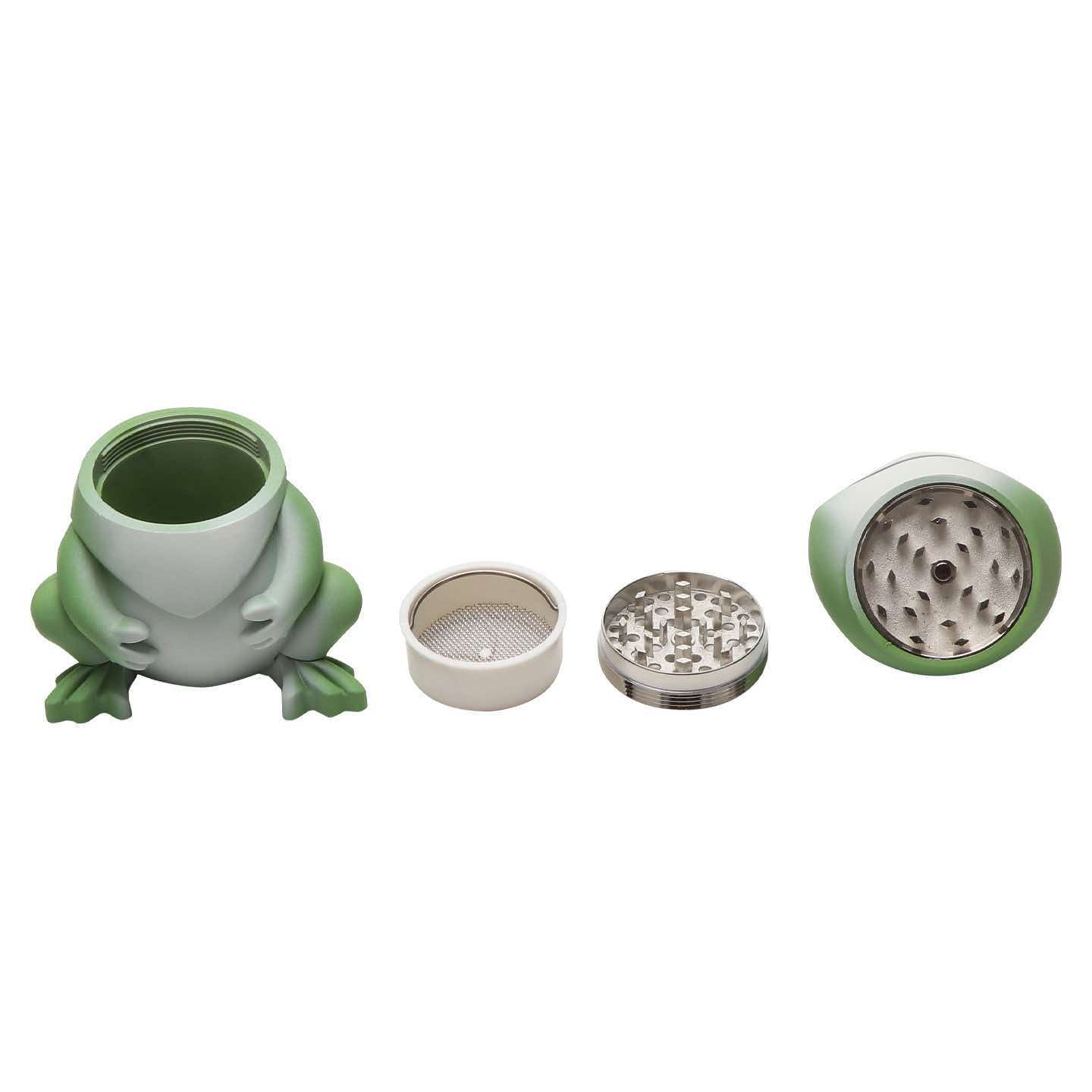 90x113mm Cute Cartoon Frog Shaped Herb Grinder 4 Layer Zinc Alloy Tobacco Spice Grinder ZNG902