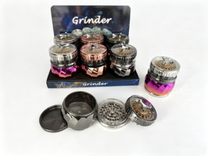 68x87mm Diamond Facet Transparent Top Herb Grinder 4 Layer Zinc Alloy Spice Grinder ZNG903