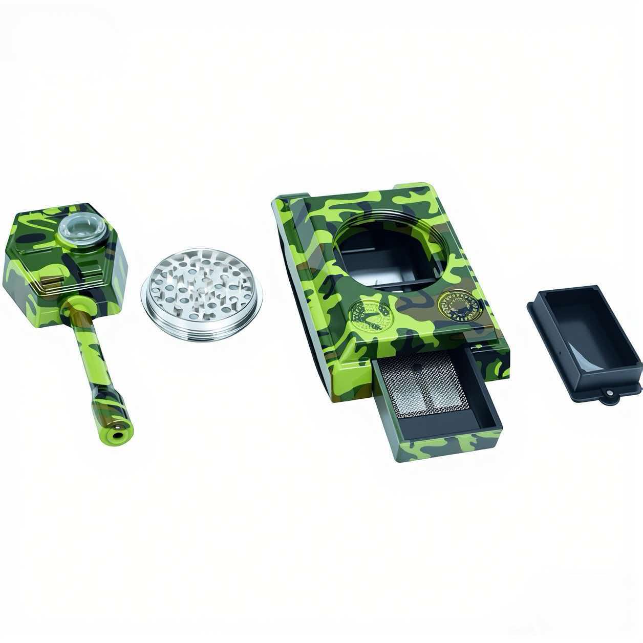 71x190mm Novelty Camo Tank Shaped Herb Grinder 4 Layer Zinc Alloy Tobacco Spice Grinder ZNG908