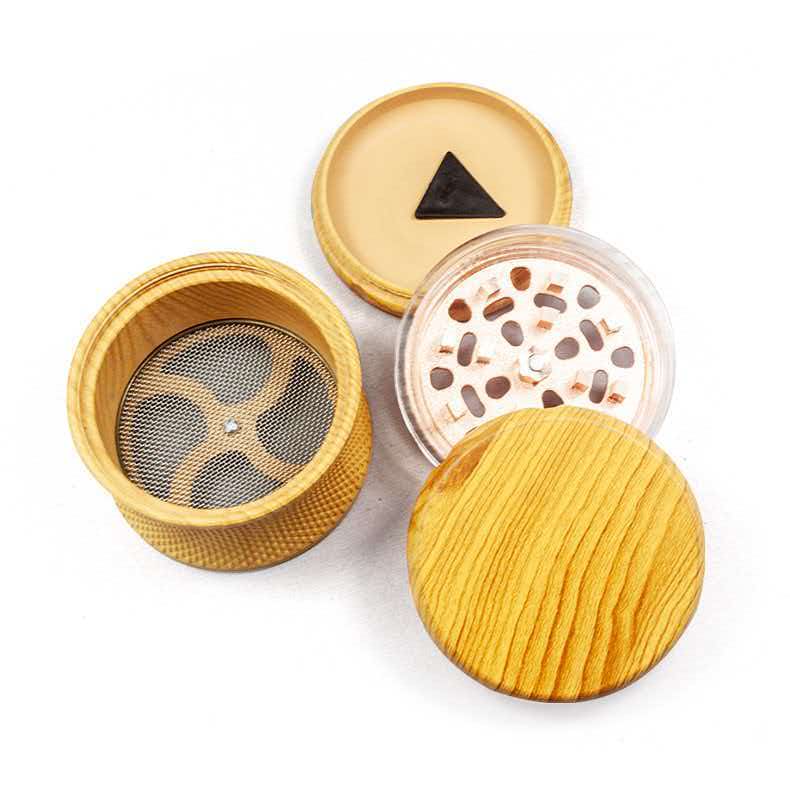 63x67mm Vintage Wood Grain 4 Layer Aluminum Herb Grinder ZNG910