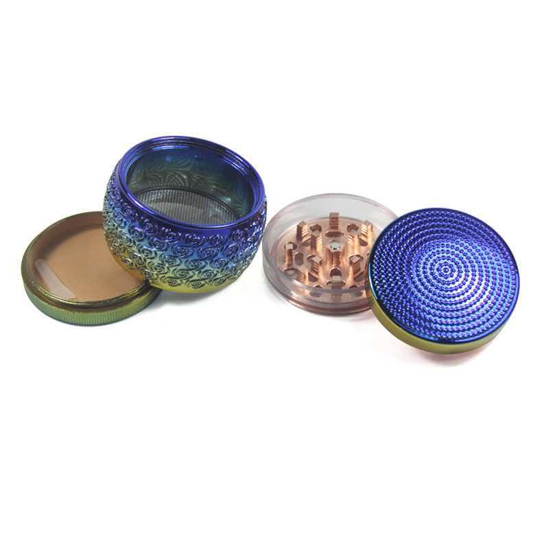 70x72mm Vintage Embossed Rose Herb Grinder 4 Layer Zinc Alloy Tobacco Spice Grinder ZNG912